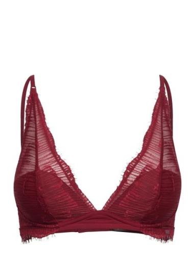 Lght Lined Triangle Lingerie Bras & Tops Soft Bras Bralette Burgundy C...