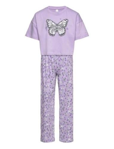 Pajama Boxy T Shirt Cute Swe Pyjamas Sett Purple Lindex