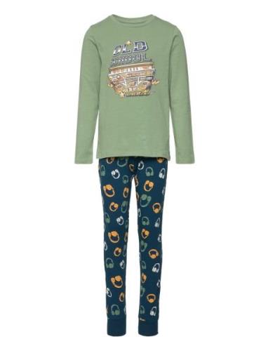 Nkmnightset Hedge Green Music Pyjamas Sett Multi/patterned Name It