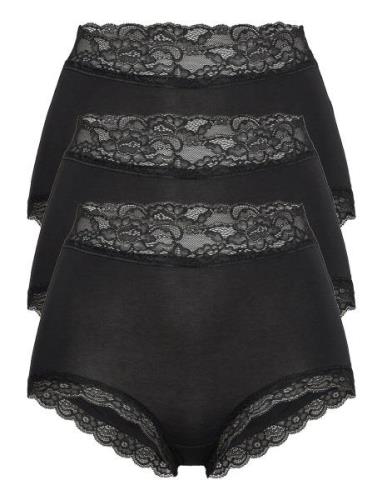 Brief 3 Pack Emelie Lace High Hipstertruse Undertøy Black Lindex