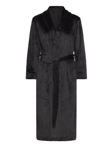 Robe Velours Long Quilt Morgenkåpe Black Hunkemöller