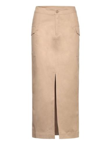 Skirt Selma Knelangt Skjørt Beige Lindex