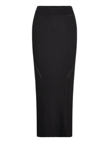 Iconic Rib Maxi Skirt Langt Skjørt Black Calvin Klein