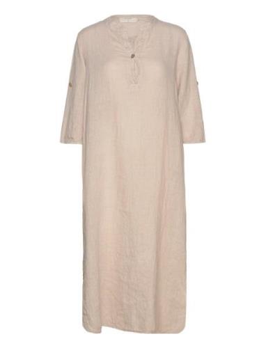 Crbellis Caftan Dress Knelang Kjole Beige Cream