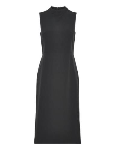 Echo Crepe Mock Neck Dress Knelang Kjole Black French Connection