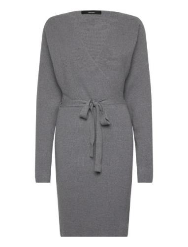 Vmhollyrem Ls V-Neck Dress Ga Noos Knelang Kjole Grey Vero Moda