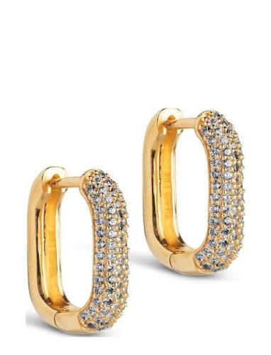 Sparkling Square Hoops 15 Mm Accessories Jewellery Earrings Hoops Gold...