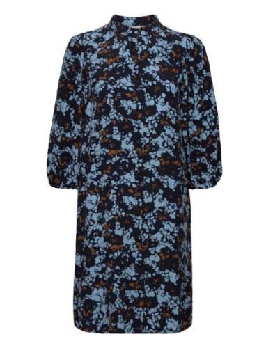 Mschmarcia Morocco 3/4 Shirt Dress Aop Knelang Kjole Blue MSCH Copenha...