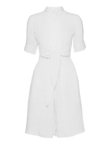 Linen Shirtdress Knelang Kjole White Lauren Ralph Lauren