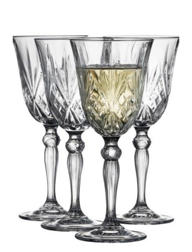 Hvidvin 4 Stk. Lyngby Melodia Home Tableware Glass Wine Glass White Wi...