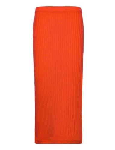 Rib Knit Skirt Knelangt Skjørt Orange Filippa K