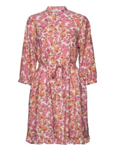 Mschadanaya Ladonna 3/4 Shirt Dress Aop Knelang Kjole Pink MSCH Copenh...