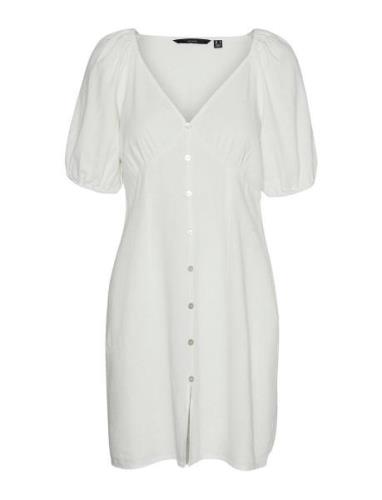 Vmmymilo 2/4 Short Button Dress Wvn Ga Kort Kjole White Vero Moda