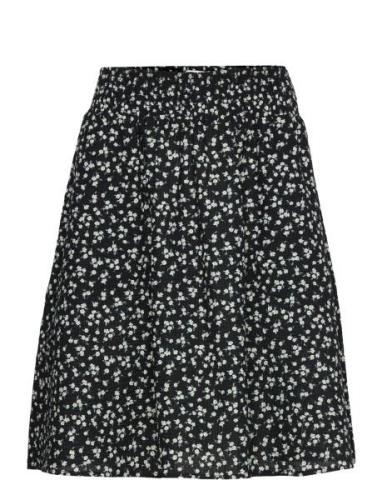 Opal Seersucker Skirt Knelangt Skjørt Black NORR