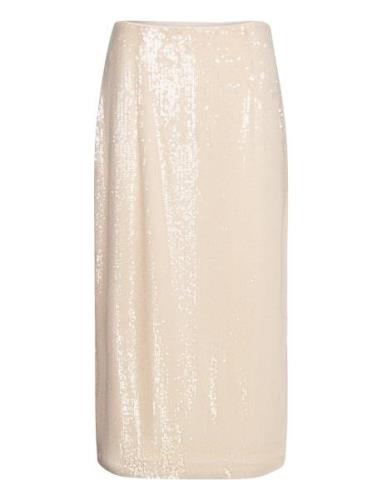 Sequina Skirt Langt Skjørt Cream NORR