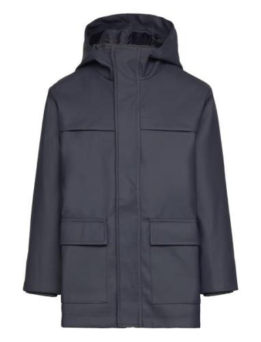 Hooded Parka With Pocket Parkas Jakke Blue Mango