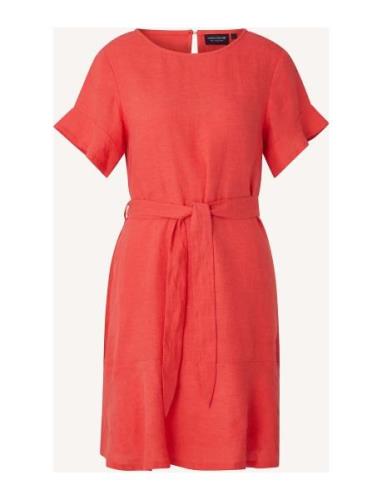 Meghan Linen Dress Knelang Kjole Red Lexington Clothing