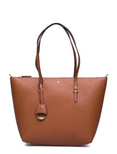 Faux-Leather Small Tote Shopper Veske Brown Lauren Ralph Lauren