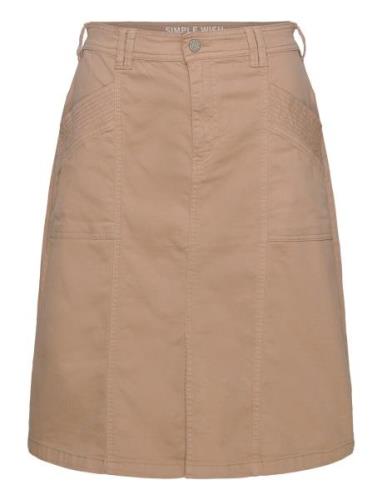 Swtwill Sk 1 Knelangt Skjørt Beige Simple Wish