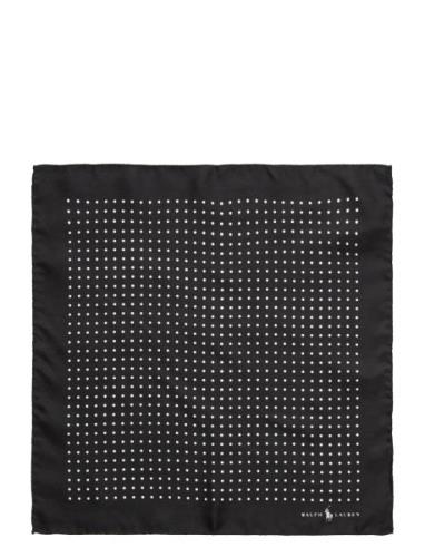 Polka-Dot Silk Pocket Square Lommetørkle Black Polo Ralph Lauren