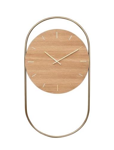 A-Wall Clock Oak With Brass Ring Home Decoration Watches Wall Clocks B...