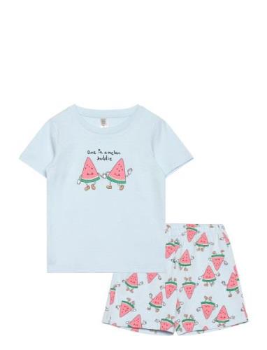 Pyjama Tee Shorts Set Aop Unis Pyjamas Sett Multi/patterned Lindex