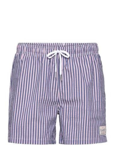 Seersucker Swim Shorts Badeshorts Blue GANT