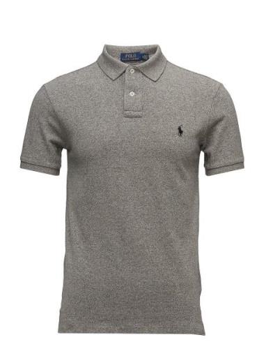 Slim Fit Mesh Polo Shirt Tops Polos Short-sleeved Grey Polo Ralph Laur...