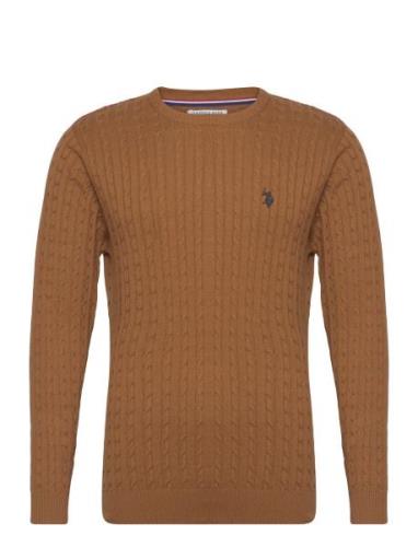 Uspa Knit Archi Men Tops Knitwear Round Necks Beige U.S. Polo Assn.