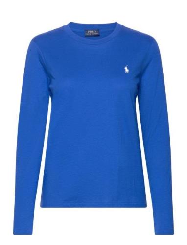 Long-Sleeve Jersey Crewneck Tee Tops T-shirts & Tops Long-sleeved Blue...