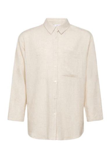 Latti Ls Linen Shirt Tops Shirts Long-sleeved Shirts Beige Grunt