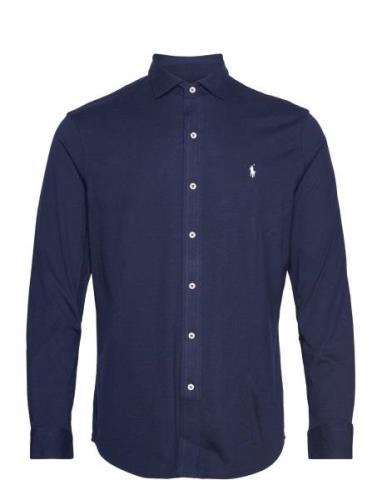 Jersey Spread-Collar Shirt Tops Shirts Casual Navy Polo Ralph Lauren