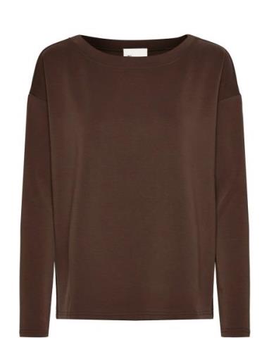 Ellemw Boxy Blouse Tops Blouses Long-sleeved Brown My Essential Wardro...