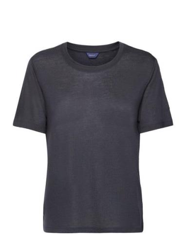 Drape Ss T-Shirt Tops T-shirts & Tops Short-sleeved Blue GANT