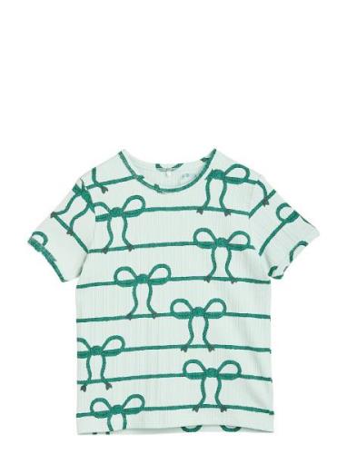 Rope Aop Ss Tee Tops T-shirts Short-sleeved Green Mini Rodini