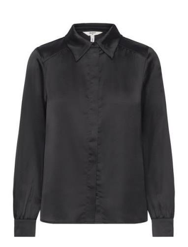 Objsateen L/S Shirt Tops Shirts Long-sleeved Black Object