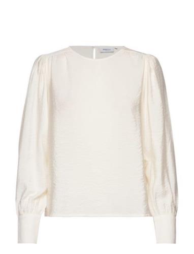 Mschidalia Ladonna Top Tops Blouses Long-sleeved Cream MSCH Copenhagen