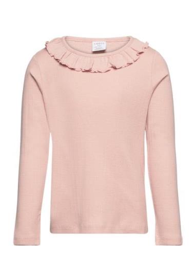 Top Drop Needle Frill Collar Tops T-shirts Long-sleeved T-shirts Pink ...