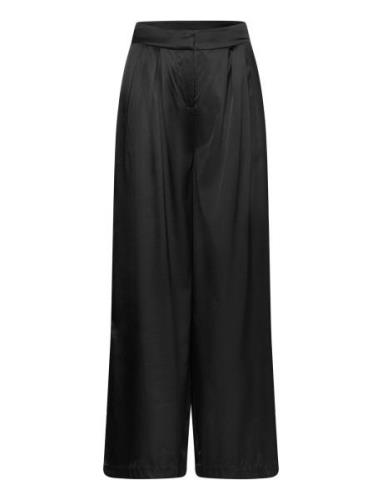 Silk Trousers Bottoms Trousers Wide Leg Black Rosemunde