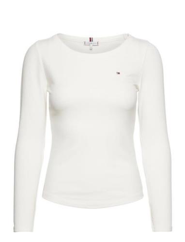 Slim 5X2 Rib O-Nk Ls Tops Knitwear Jumpers White Tommy Hilfiger