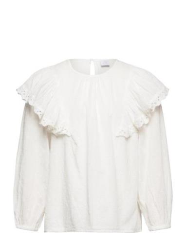 Blouse Swissdot Wflounces Tops Blouses & Tunics White Lindex