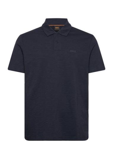 Pe_Slub Tops Polos Short-sleeved Blue BOSS