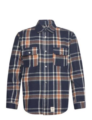 Adrian Cotton Check Shirt Tops Shirts Casual Navy Fat Moose