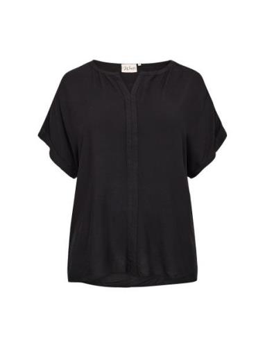 Wa-Sia Tops Blouses Short-sleeved Black Wasabiconcept