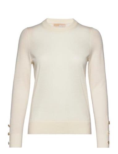 Merino Button Slv Ls Swtr Tops Knitwear Jumpers Cream Michael Kors