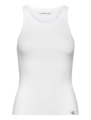 Variegated Rib Woven Tab Tank Tops T-shirts & Tops Sleeveless White Ca...