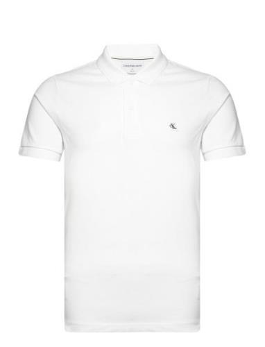 Ck Embro Badge Slim Polo Tops Polos Short-sleeved White Calvin Klein J...