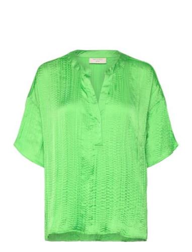 Fqclaudia-Blouse Tops Blouses Short-sleeved Green FREE/QUENT