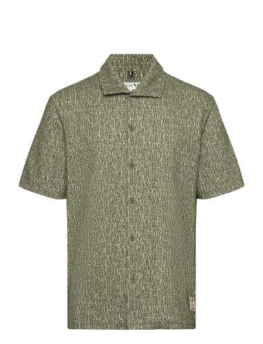 Float Jacquard Shirt S/S Tops Shirts Short-sleeved Green Fat Moose