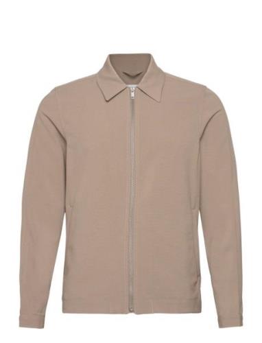 Zip Through Overshirt Tops Overshirts Beige Lindbergh